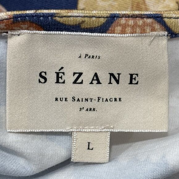 Sezane Pippa Dress Large Floral Maxi Organic Cotton Blue Never Ending Summer - Picture 3 of 15